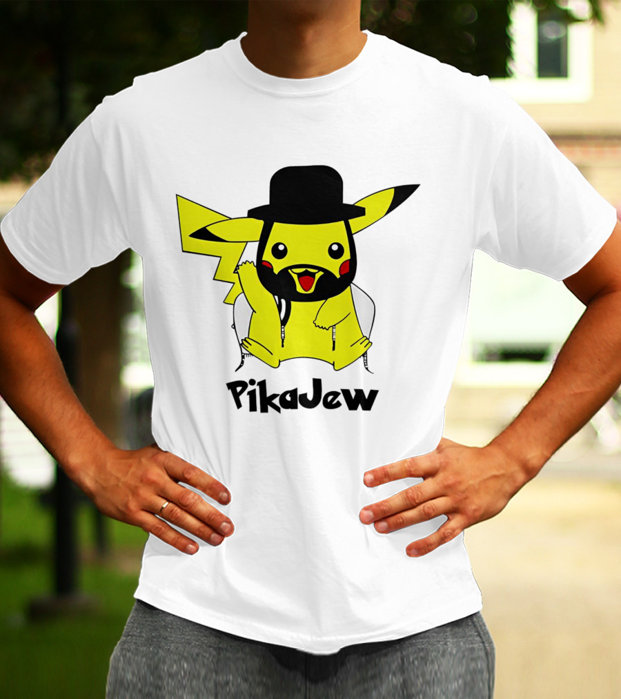 PikaJew Pikachu Hasidic Jewish Fusion Character With Yarmulke And Payot T-Shirt