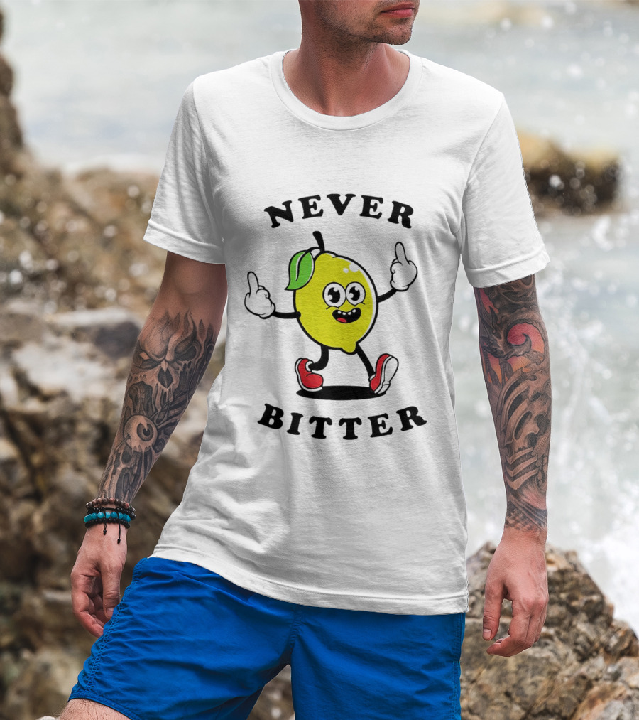 Lemon Never Bitter Playful Character With Upraised Hands T-Shirt