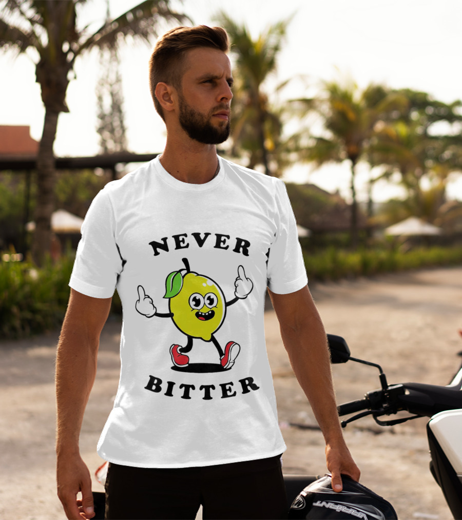 Lemon Never Bitter Playful Character With Upraised Hands T-Shirt