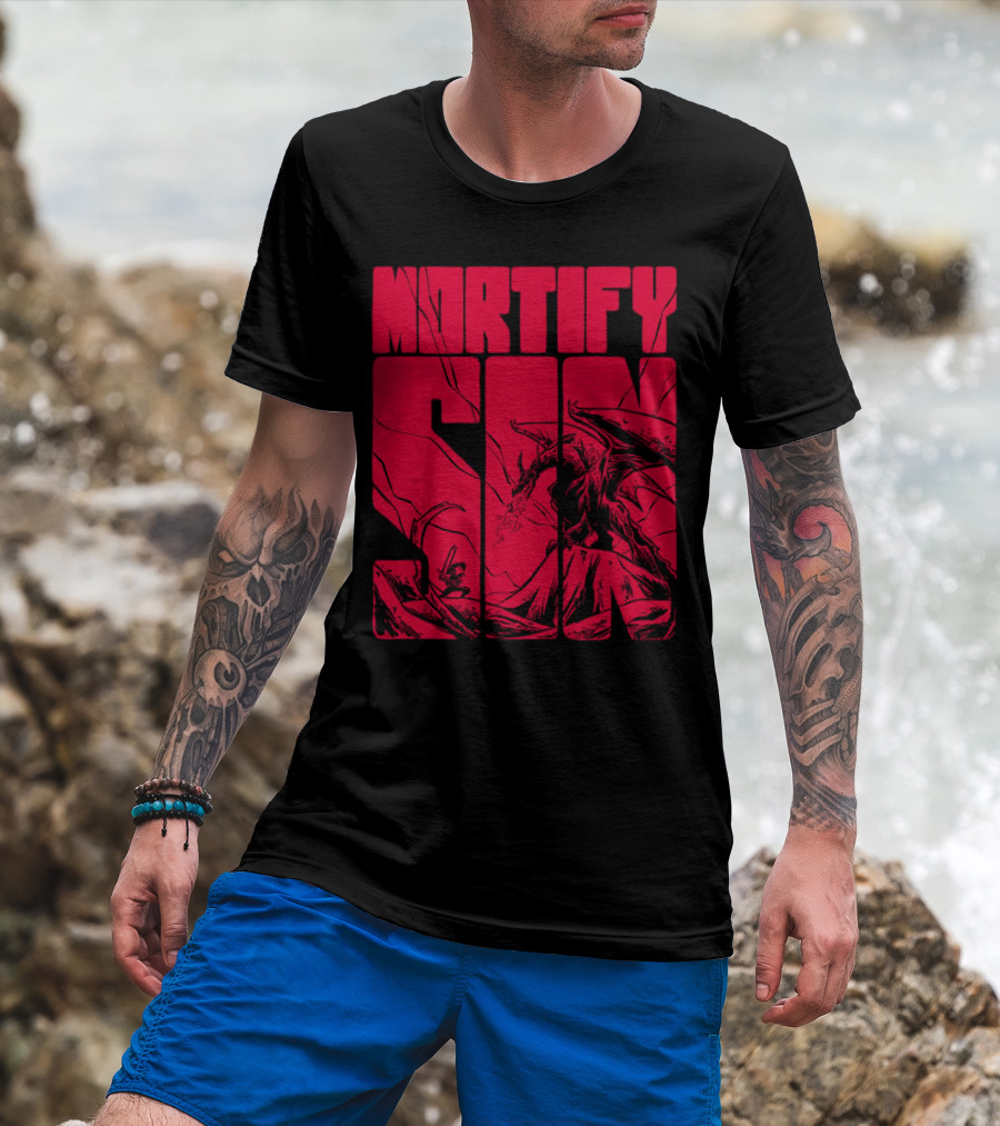 MORTIFY SIN Dark Battle With Fiery Behemoth T-Shirt