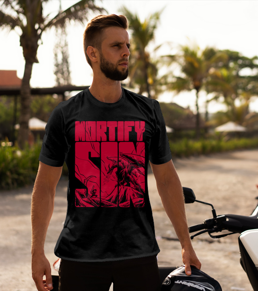 MORTIFY SIN Dark Battle With Fiery Behemoth T-Shirt