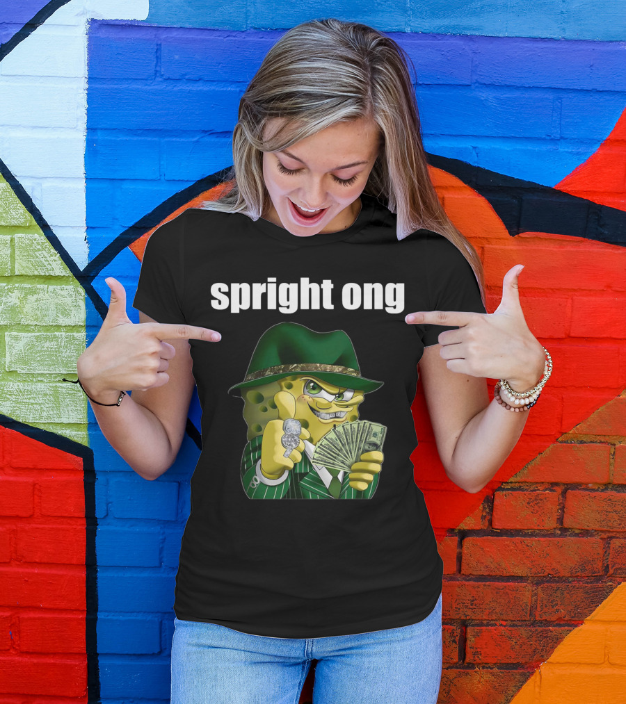 Spright Ong Money Spongebob In Green Suit With Cash T-Shirt