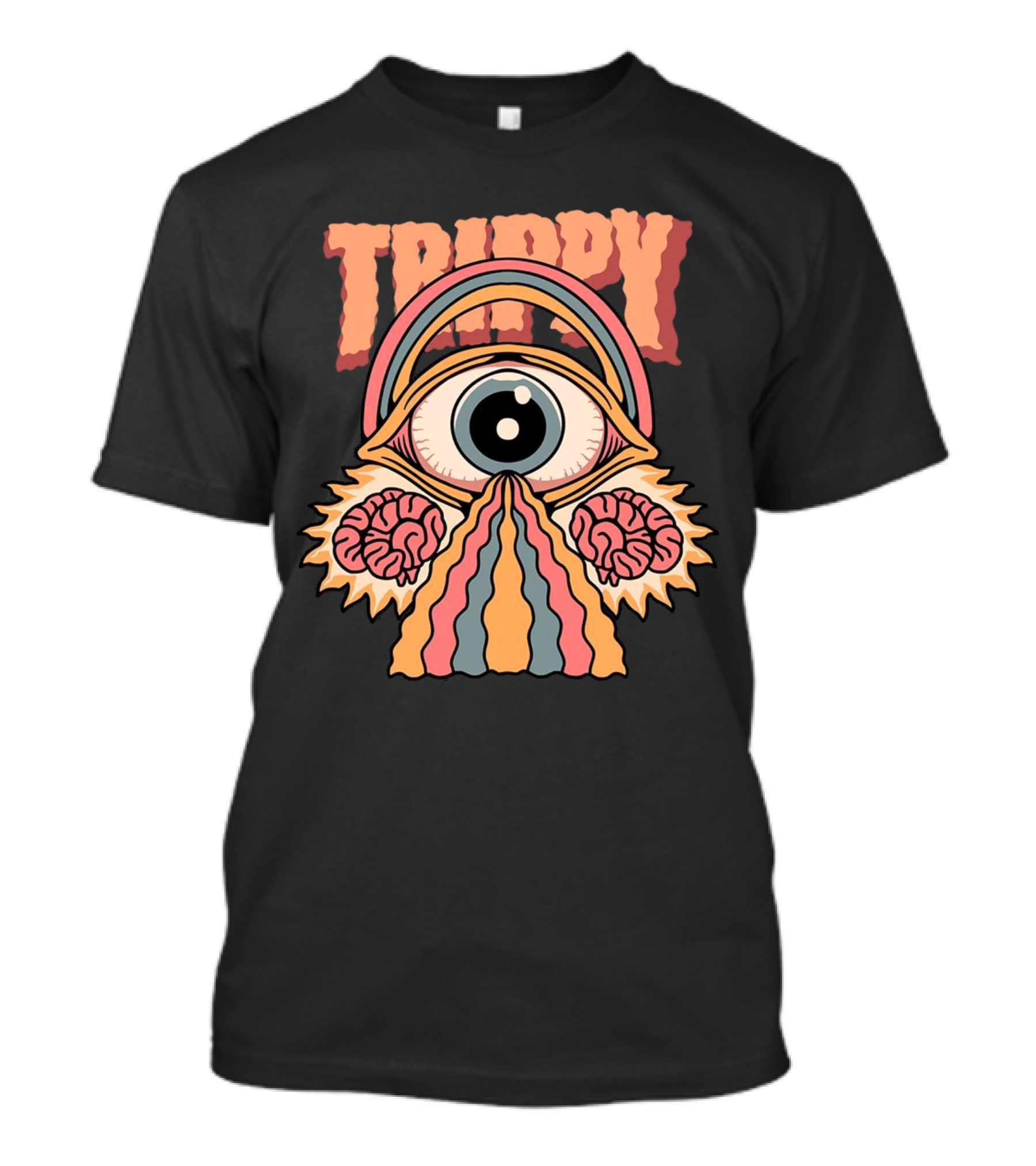 Trippy Psychedelic Eye With Brains And Rainbow Streams T-Shirt