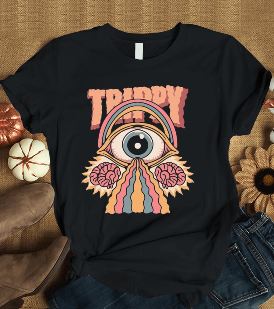 Trippy Psychedelic Eye With Brains And Rainbow Streams T-Shirt