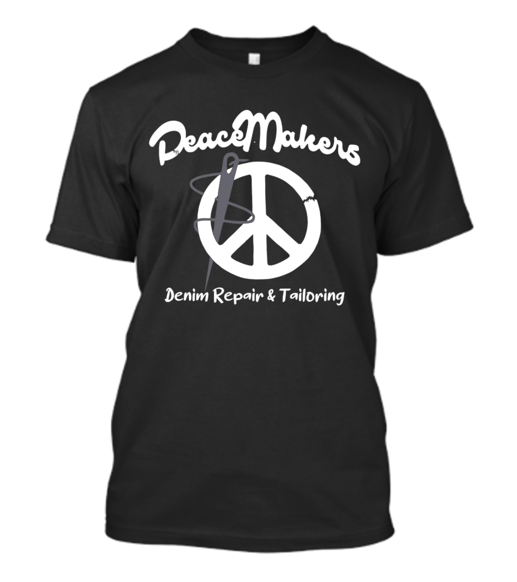 Peacemakers Denim Repair And Tailoring Needle And Peace T-Shirt
