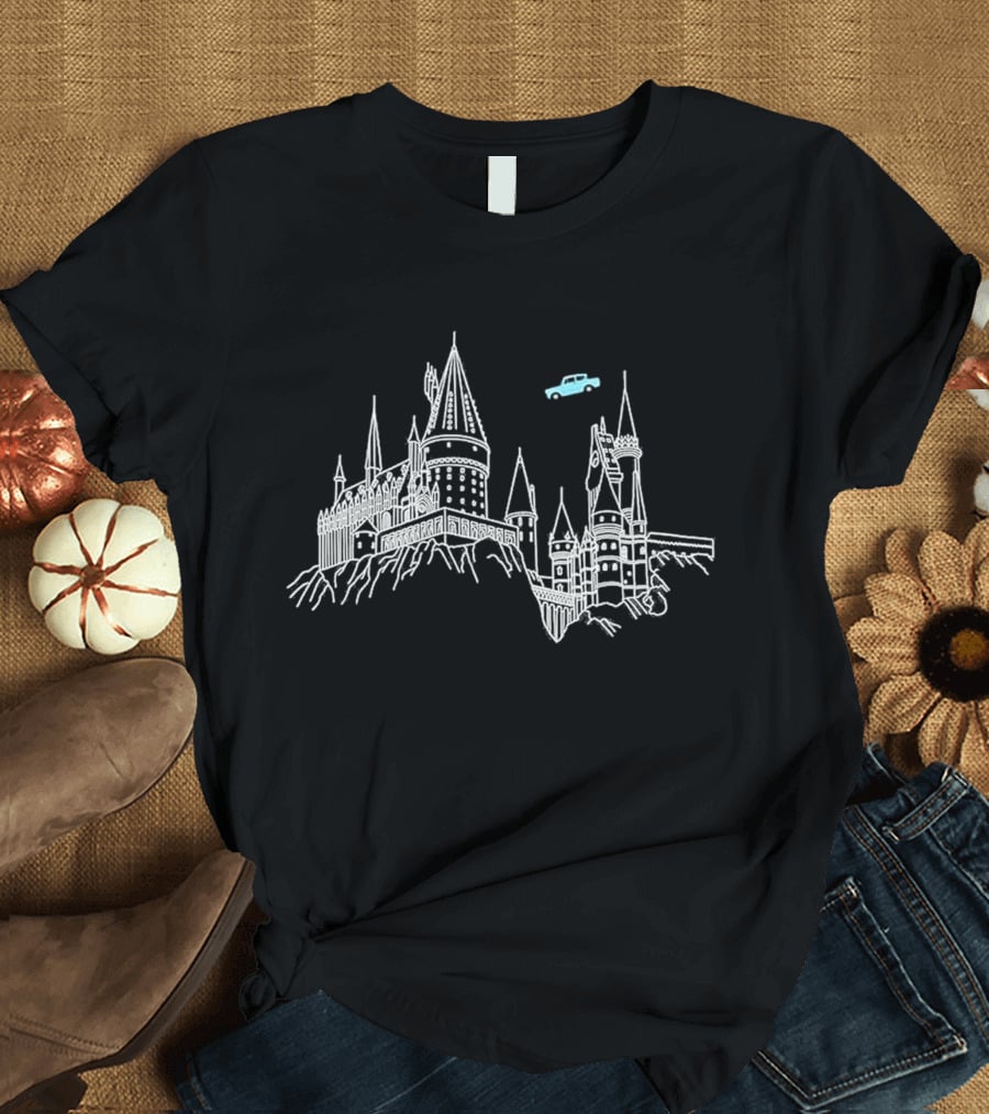 Olanpei Magical Castle Enchanted Journey With Flying Car T-Shirt