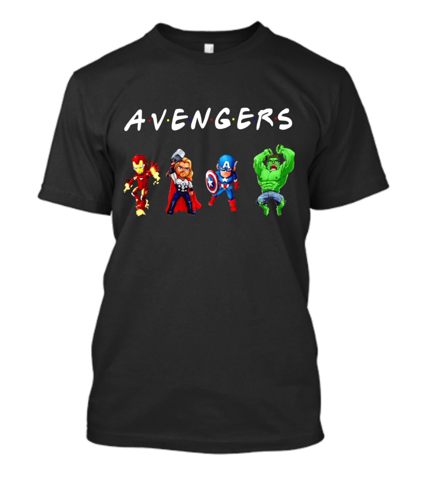 Avengers Iron Man Thor Captain America Hulk Chibi Characters T-Shirt