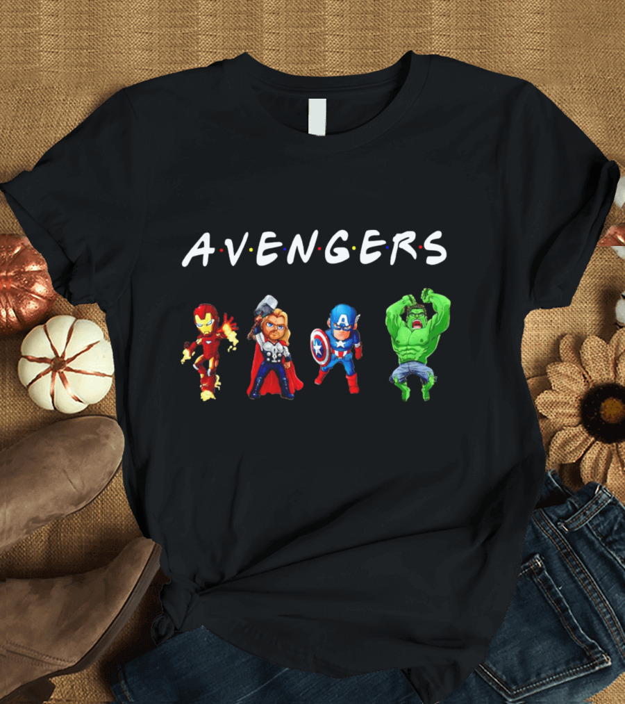 Avengers Iron Man Thor Captain America Hulk Chibi Characters T-Shirt
