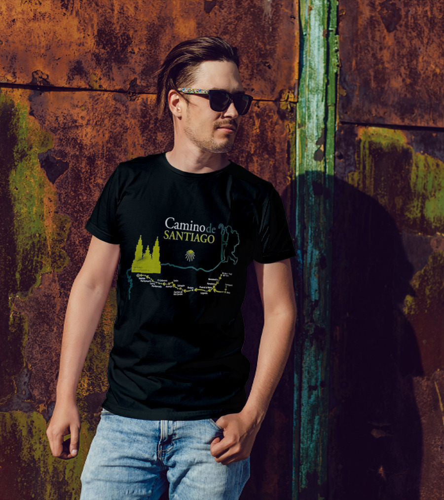 Camino De Santiago Map Santiago Compostela Route Pilgrim Journey T-Shirt