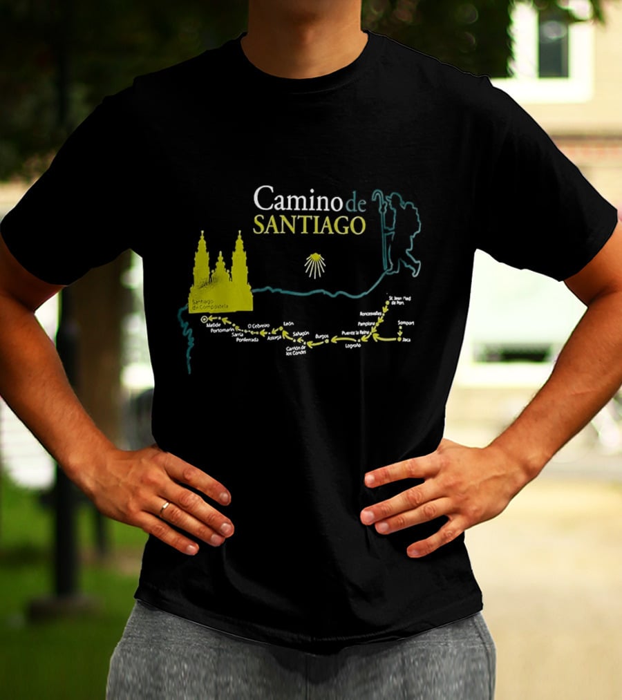 Camino De Santiago Map Santiago Compostela Route Pilgrim Journey T-Shirt