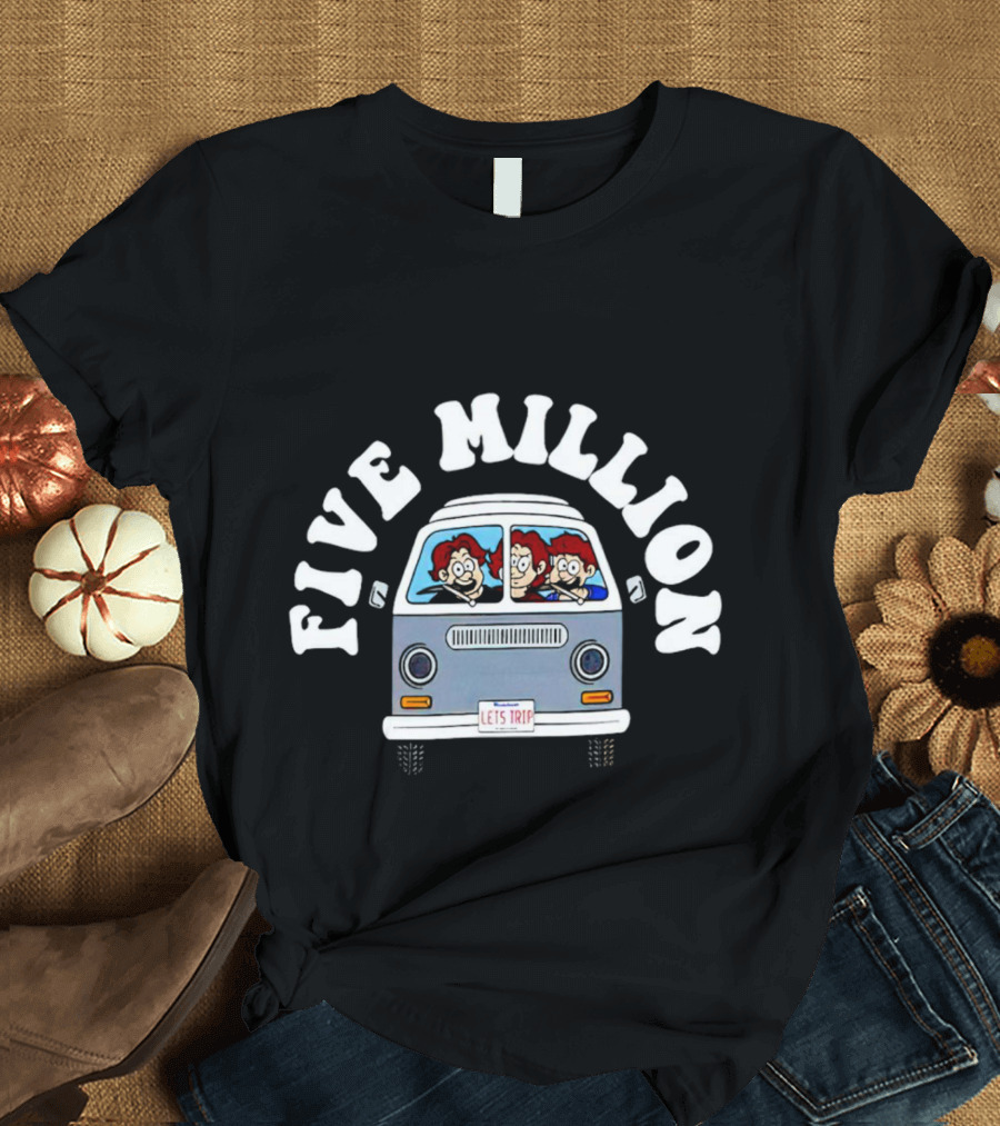 Five Million Let's Trip Cartoon Van Journey T-Shirt