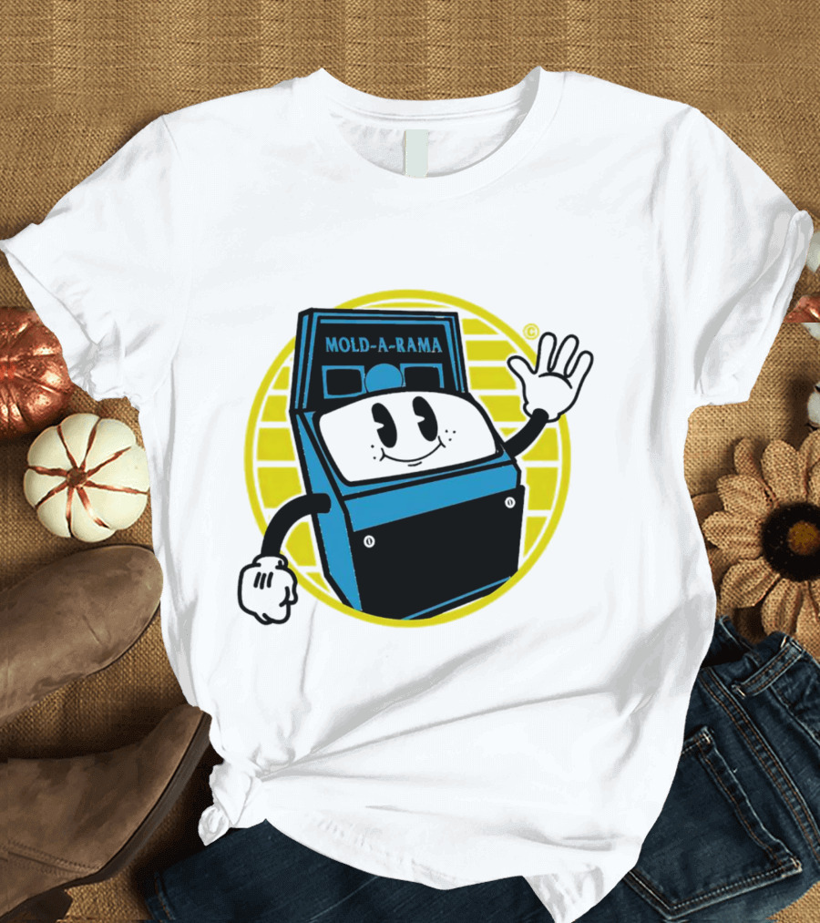 Mold-A-Rama Smiling Machine Icon With Yellow Circle Background T-Shirt