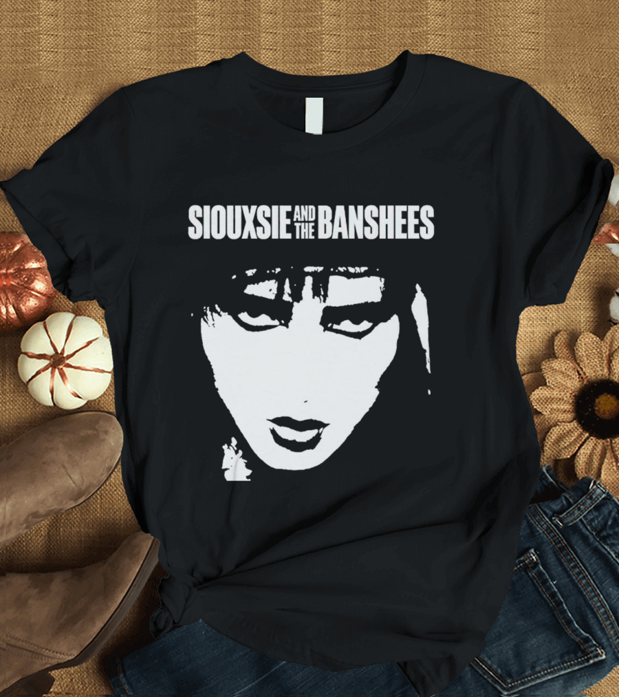 Siouxsie And The Banshees Bold Black And White Stylized Face T-Shirt