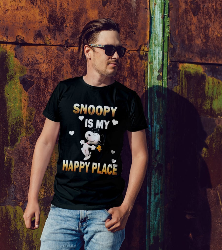 Snoopy Is My Happy Place Hearts Woodstock T-Shirt