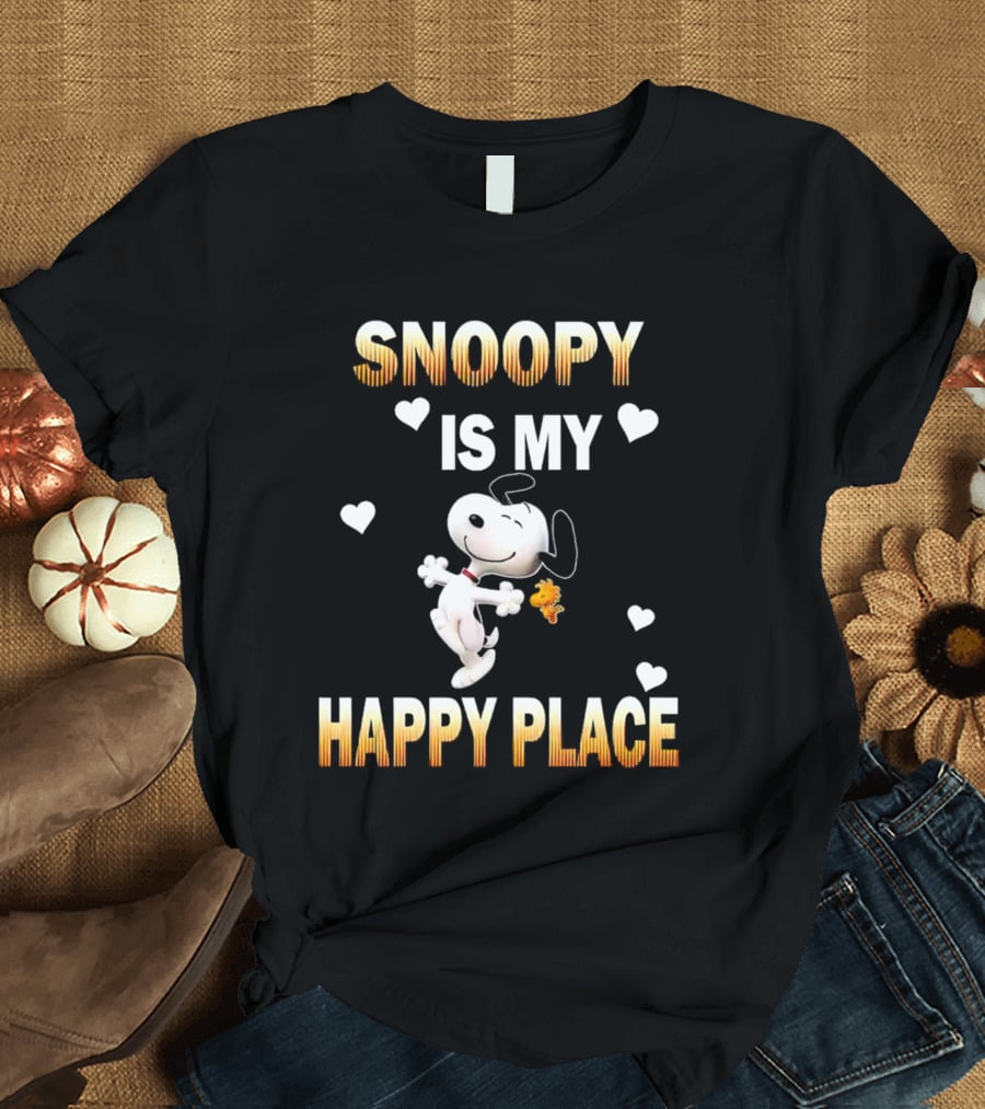 Snoopy Is My Happy Place Hearts Woodstock T-Shirt