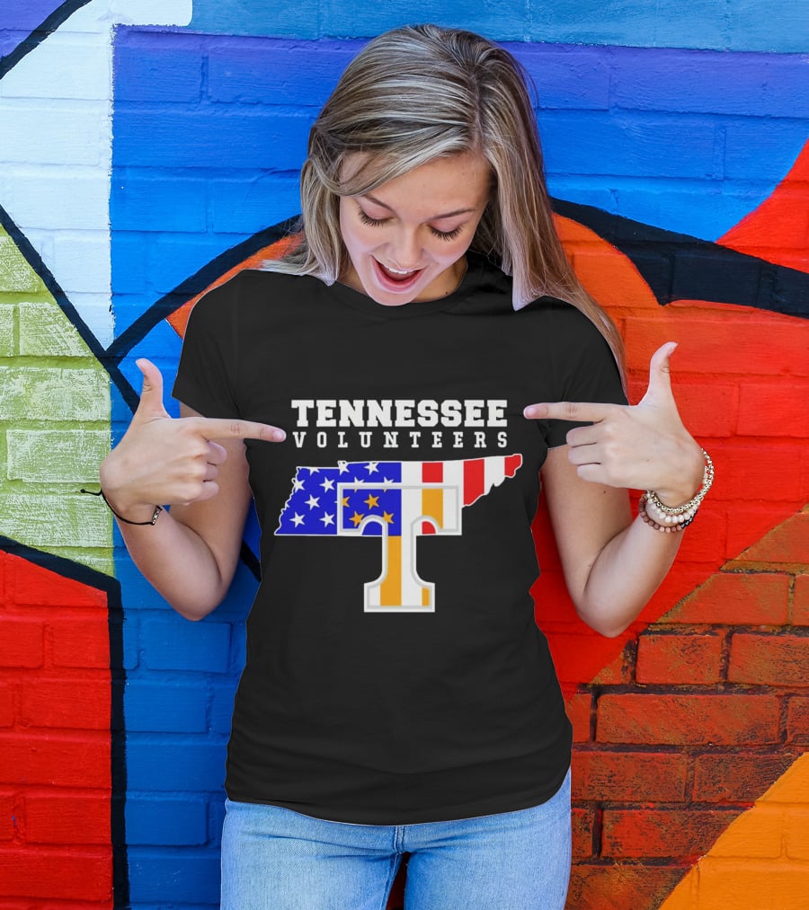 Tennessee Volunteers American Flag Map T T-Shirt