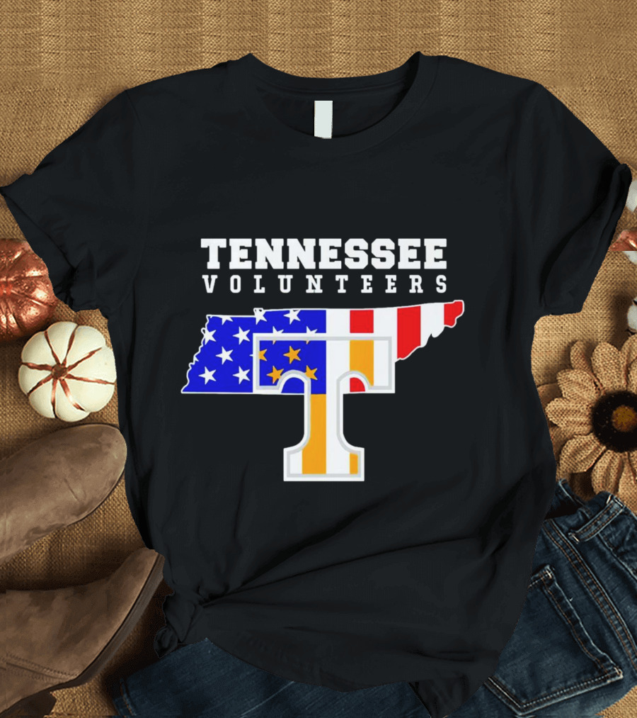 Tennessee Volunteers American Flag Map T T-Shirt