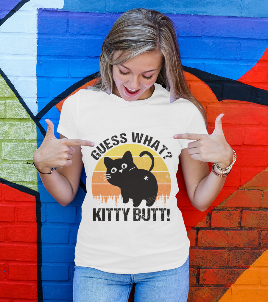 Guess What Kitty Butt Retro Sunset Forest T-Shirt
