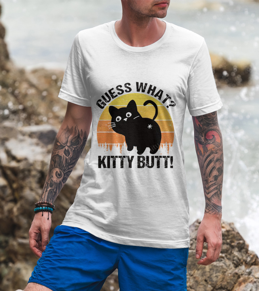 Guess What Kitty Butt Retro Sunset Forest T-Shirt