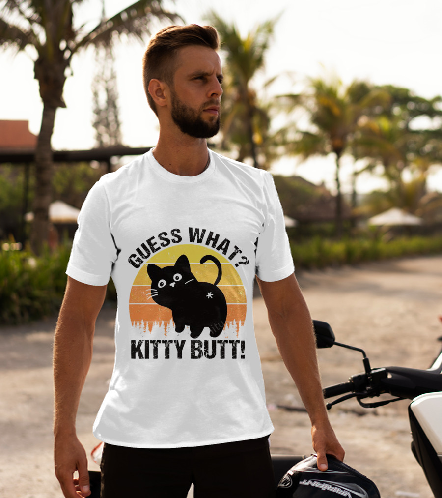 Guess What Kitty Butt Retro Sunset Forest T-Shirt