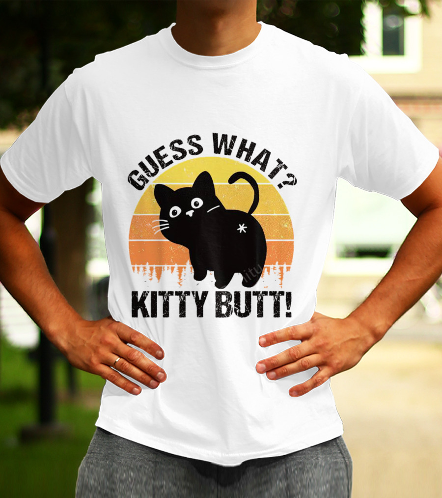 Guess What Kitty Butt Retro Sunset Forest T-Shirt