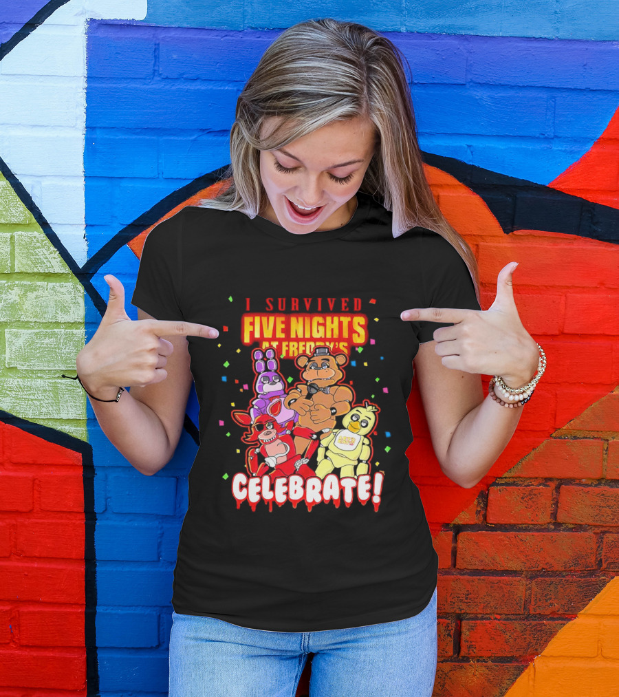 I Survived Five Nights At Freddy’s Celebrate Freddy Bonnie Chica Foxy T-Shirt