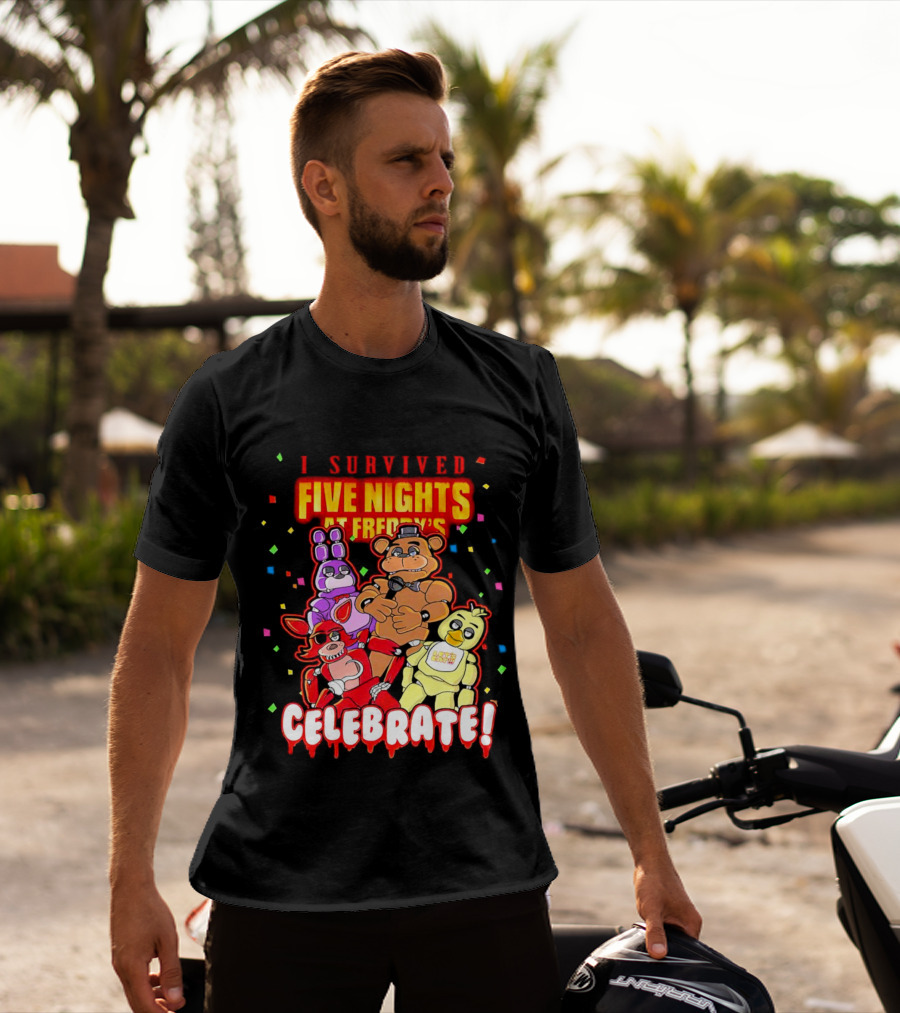 I Survived Five Nights At Freddy’s Celebrate Freddy Bonnie Chica Foxy T-Shirt