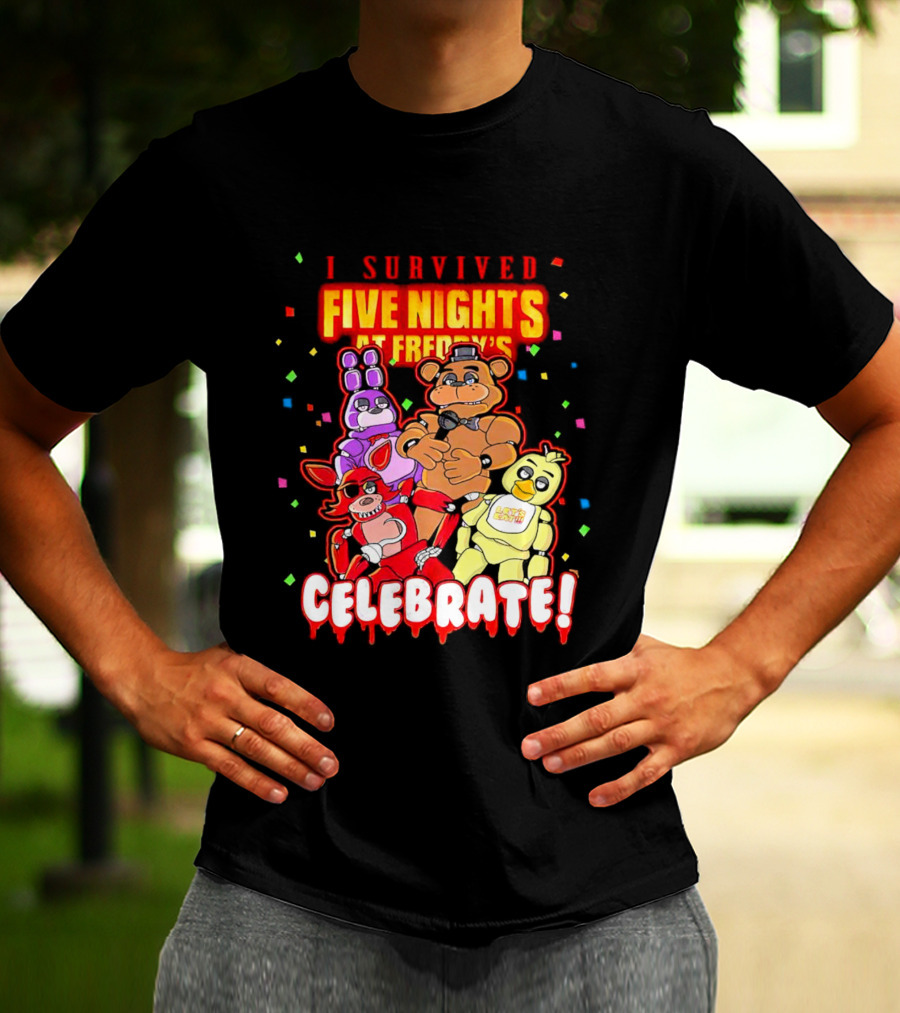 I Survived Five Nights At Freddy’s Celebrate Freddy Bonnie Chica Foxy T-Shirt