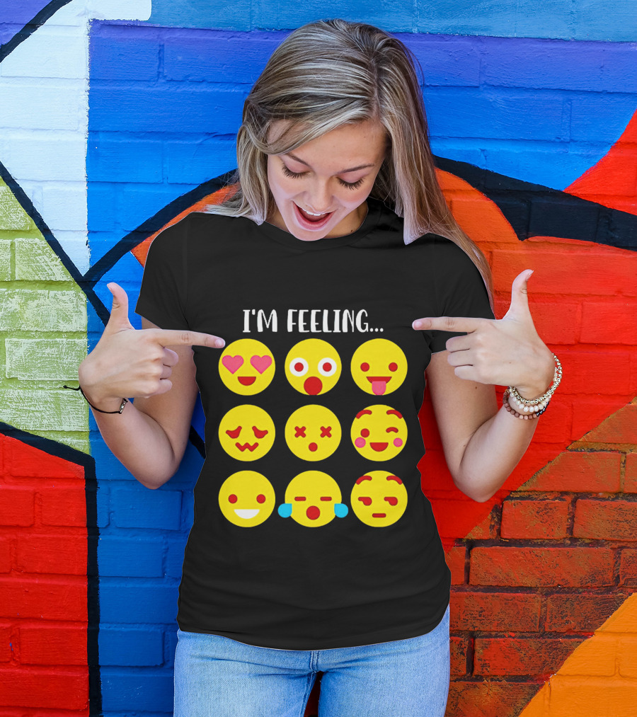 I'm Feeling Emoticon Mood Swings Expressed Through Emoji Faces T-Shirt