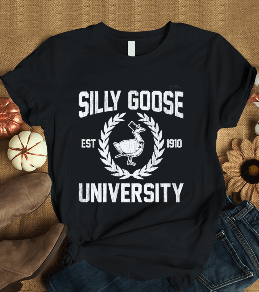 Silly Goose University Est 1910 Top Hat Laurel Crest T-Shirt