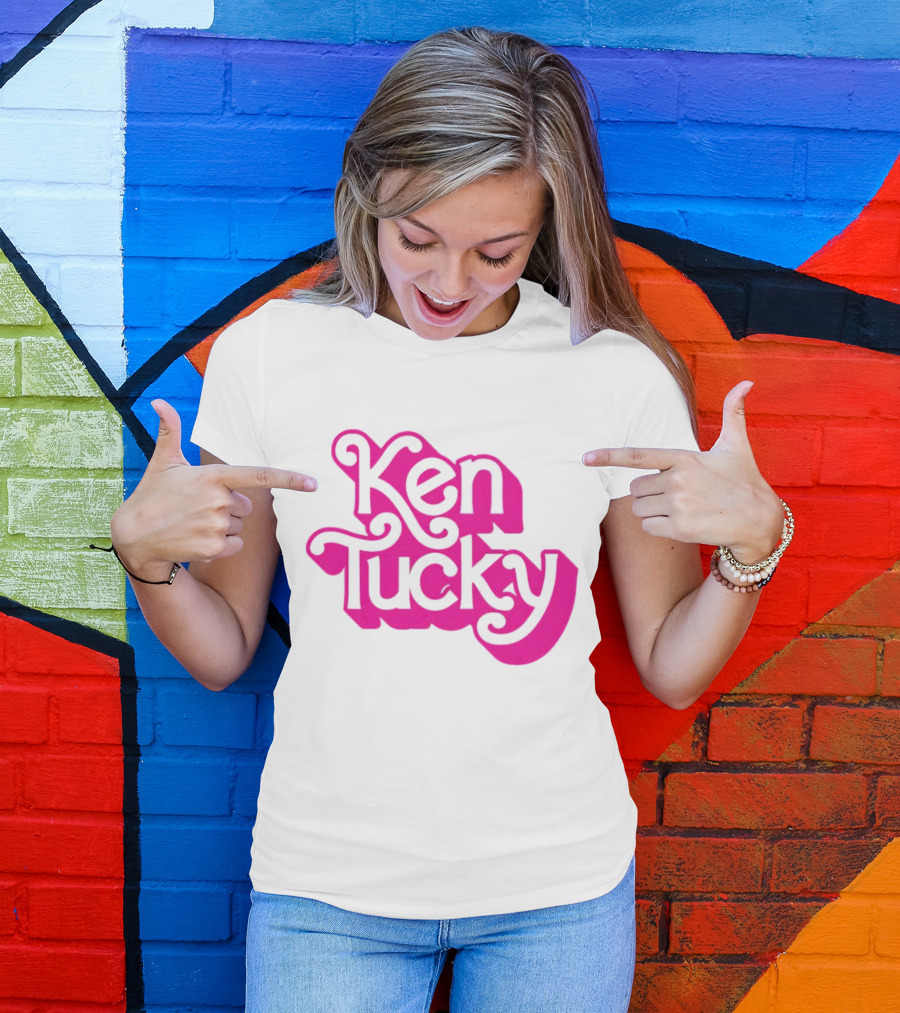 Ken Tucky Ken-Ergy Barbie Retro Bold Pink Letters T-Shirt
