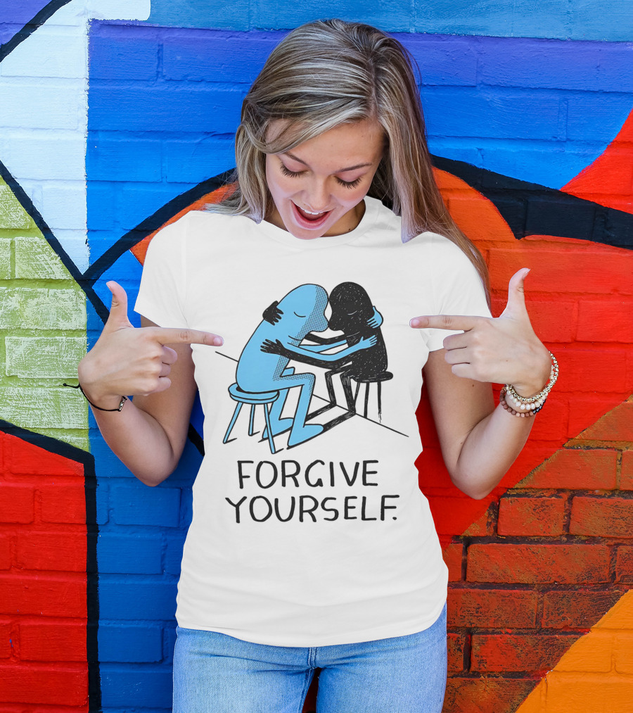 Forgive Yourself Embracing Blue And Black Figures T-Shirt