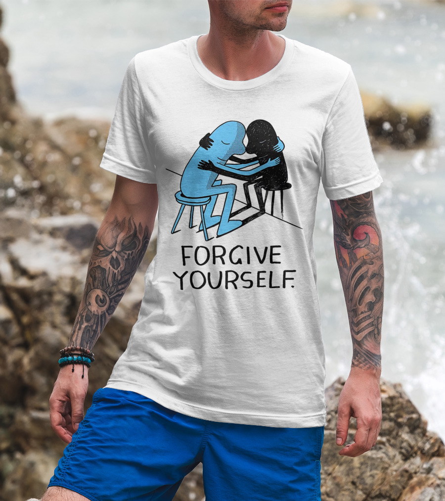 Forgive Yourself Embracing Blue And Black Figures T-Shirt