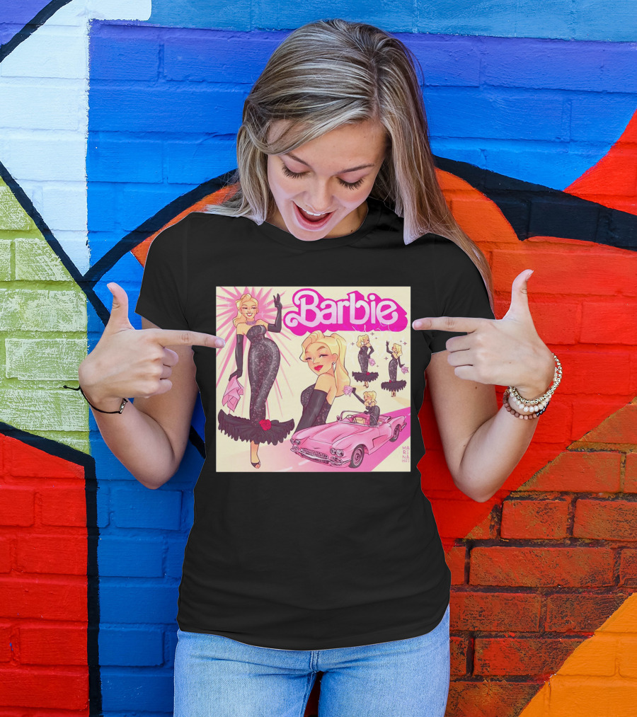 Barbie Glamorous Star With Pink Cadillac And Sparkling Dress T-Shirt