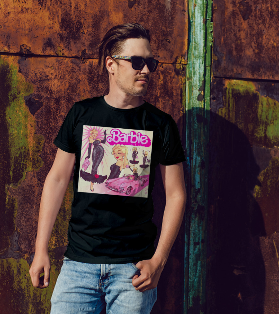 Barbie Glamorous Star With Pink Cadillac And Sparkling Dress T-Shirt