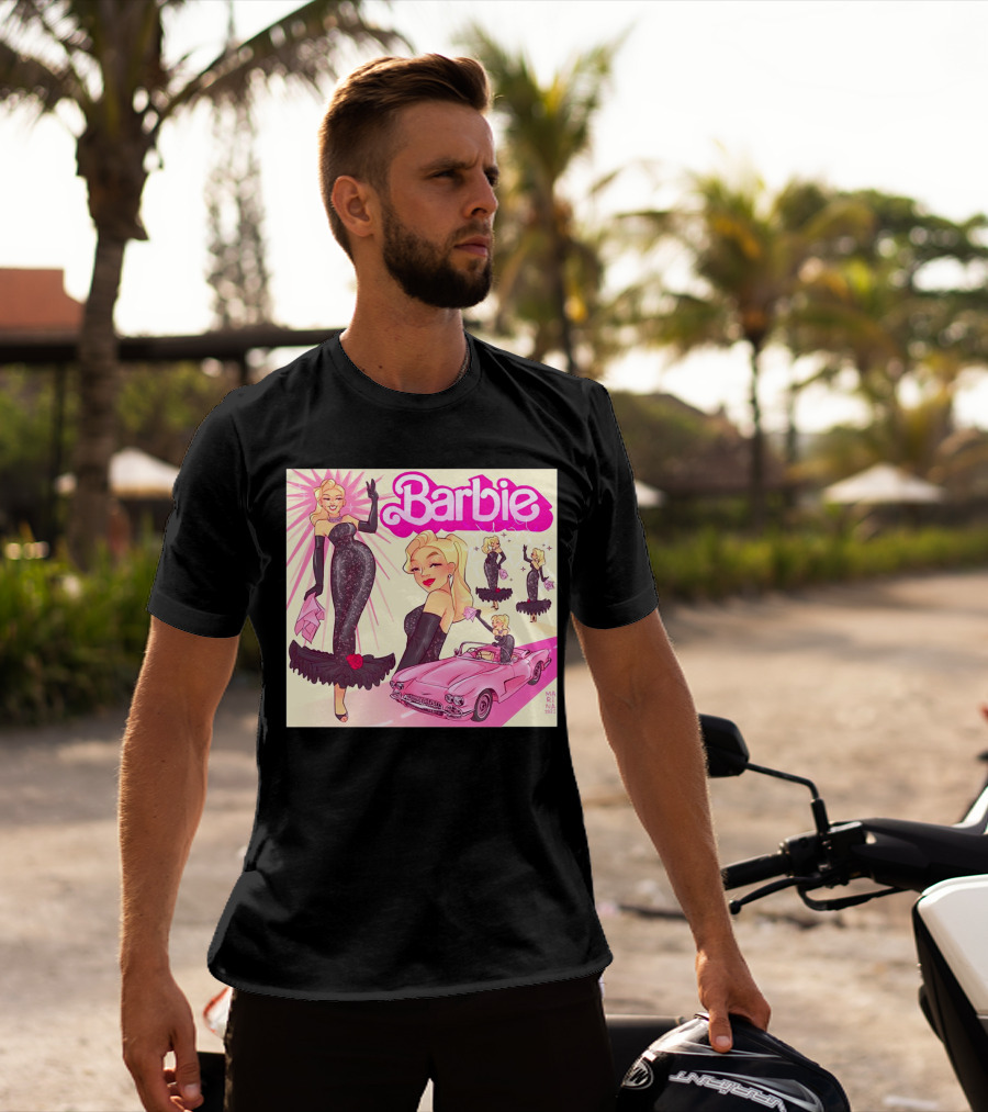 Barbie Glamorous Star With Pink Cadillac And Sparkling Dress T-Shirt