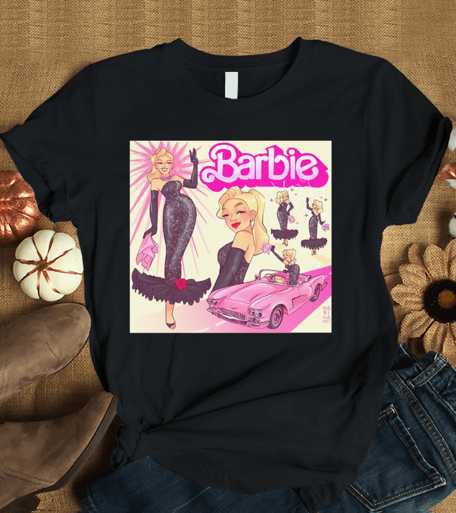 Barbie Glamorous Star With Pink Cadillac And Sparkling Dress T-Shirt