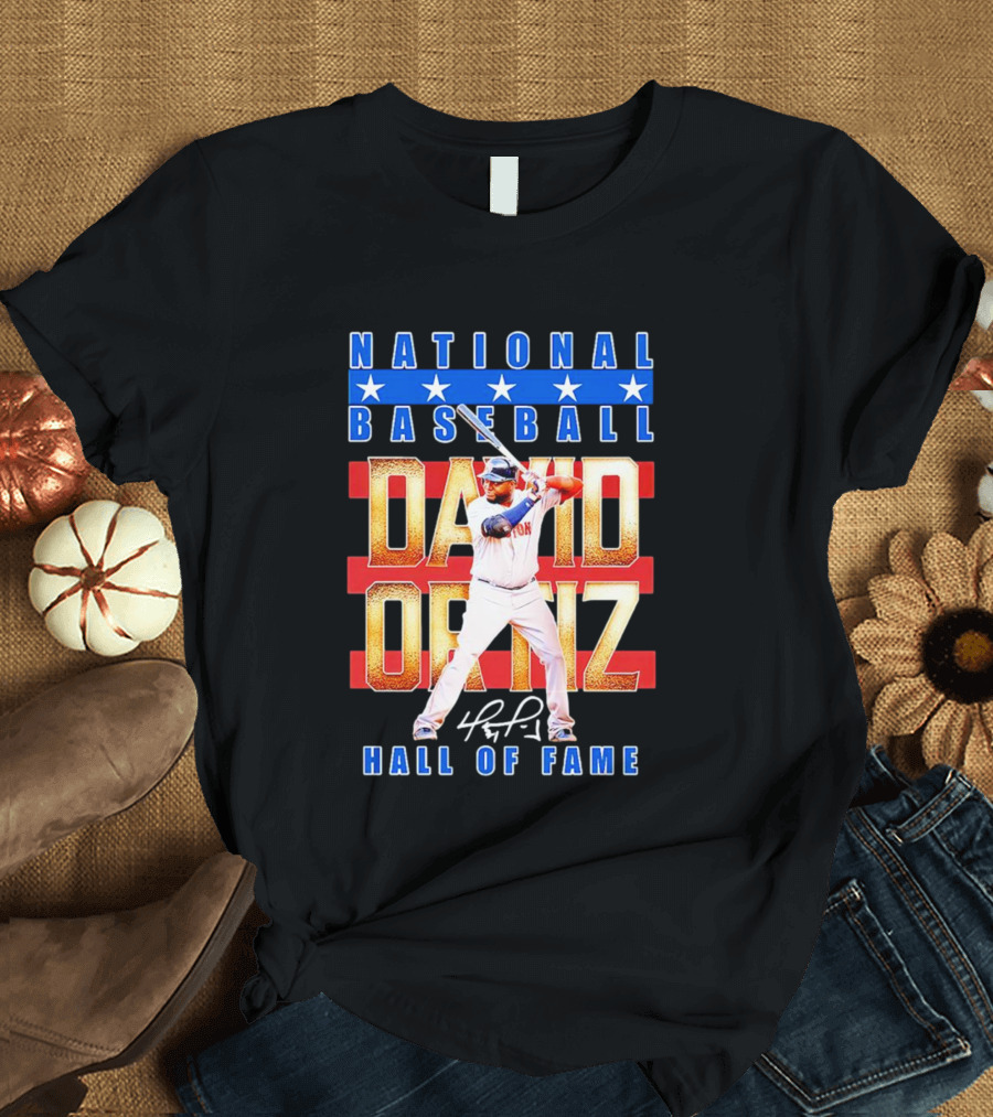 David Ortiz National Baseball Hall Of Fame Signature National Baseball Stars T-Shirt