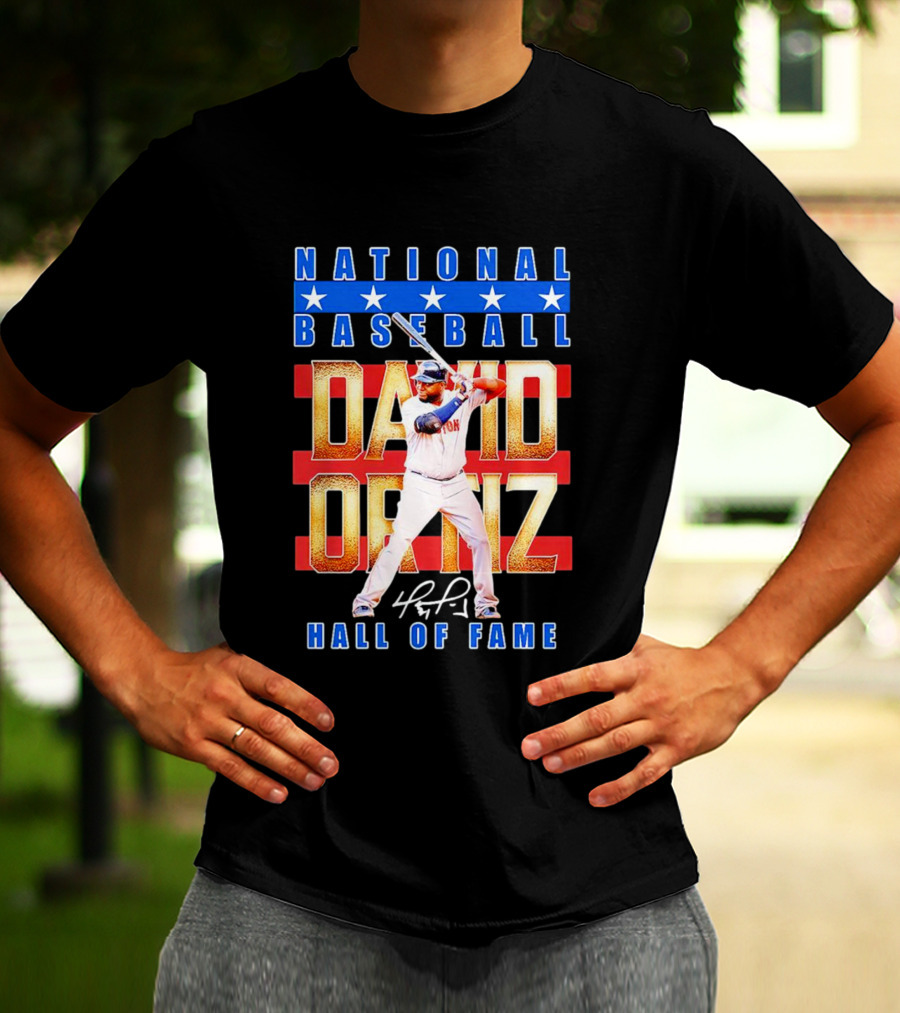 David Ortiz National Baseball Hall Of Fame Signature National Baseball Stars T-Shirt