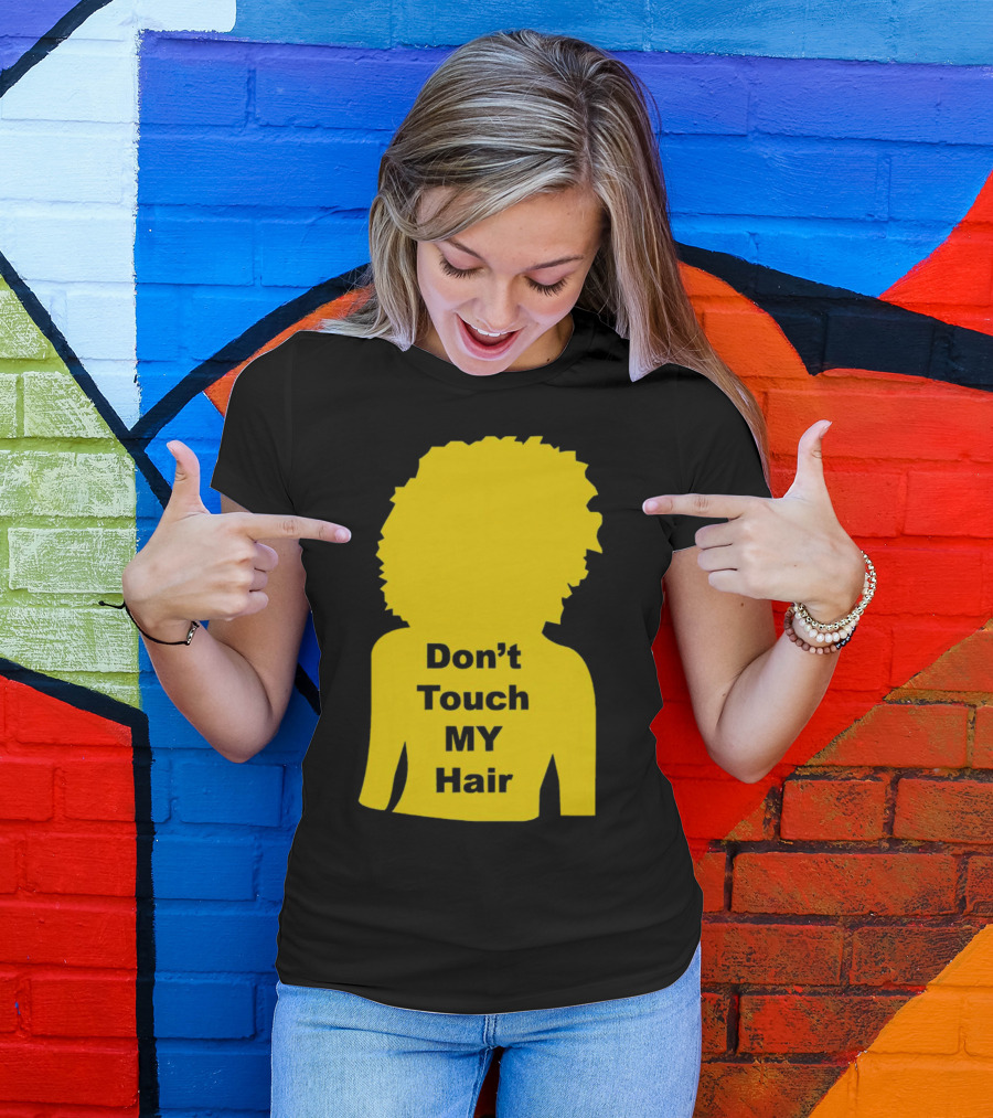 Don’t Touch My Hair Yellow Silhouette Afro Outline T-Shirt