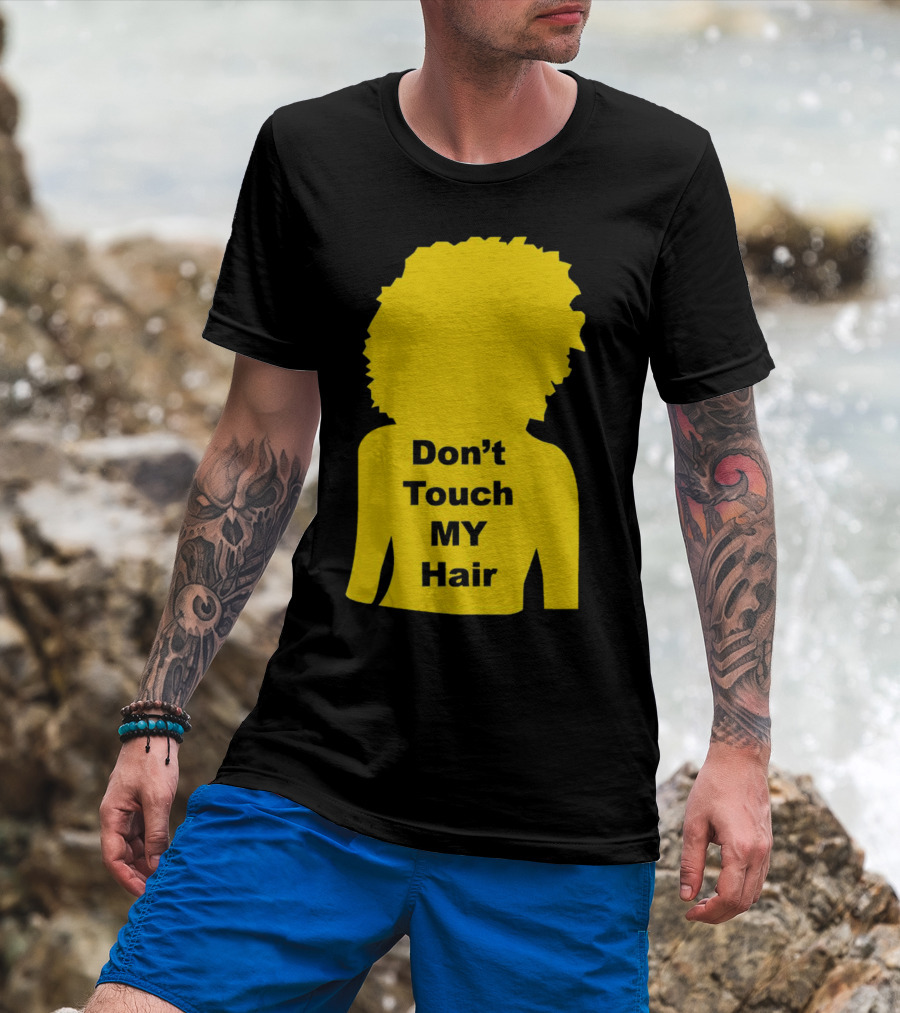 Don’t Touch My Hair Yellow Silhouette Afro Outline T-Shirt