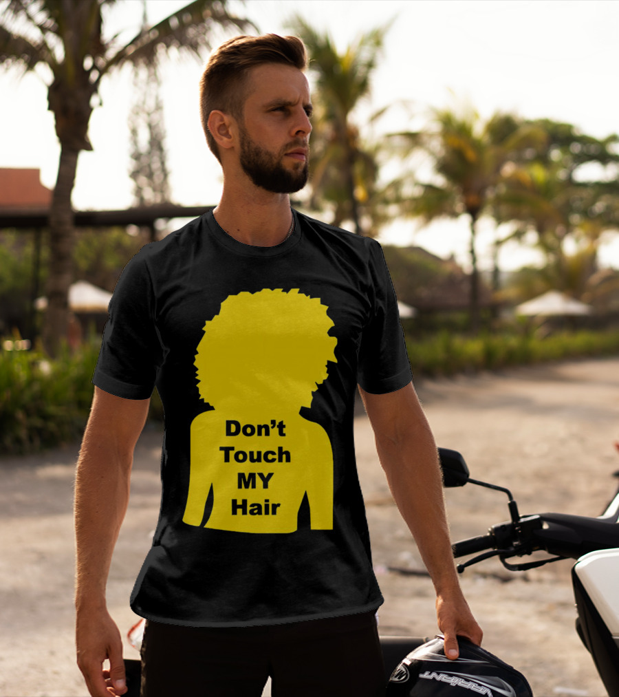 Don’t Touch My Hair Yellow Silhouette Afro Outline T-Shirt