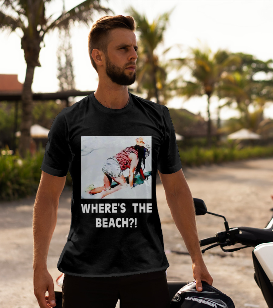 WHERE'S THE BEACH? Woman In Sand Picture T-Shirt