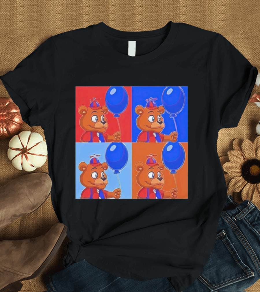 Balloon Freddy Pop Art Style Multicolor Collage T-Shirt