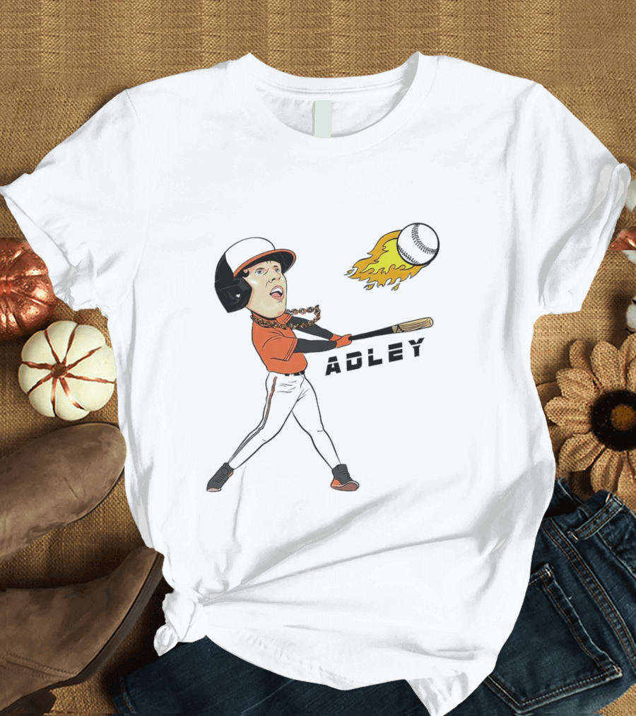 Adley Rutschman Baltimore Orioles Vintage Fireball Batting Action T-Shirt