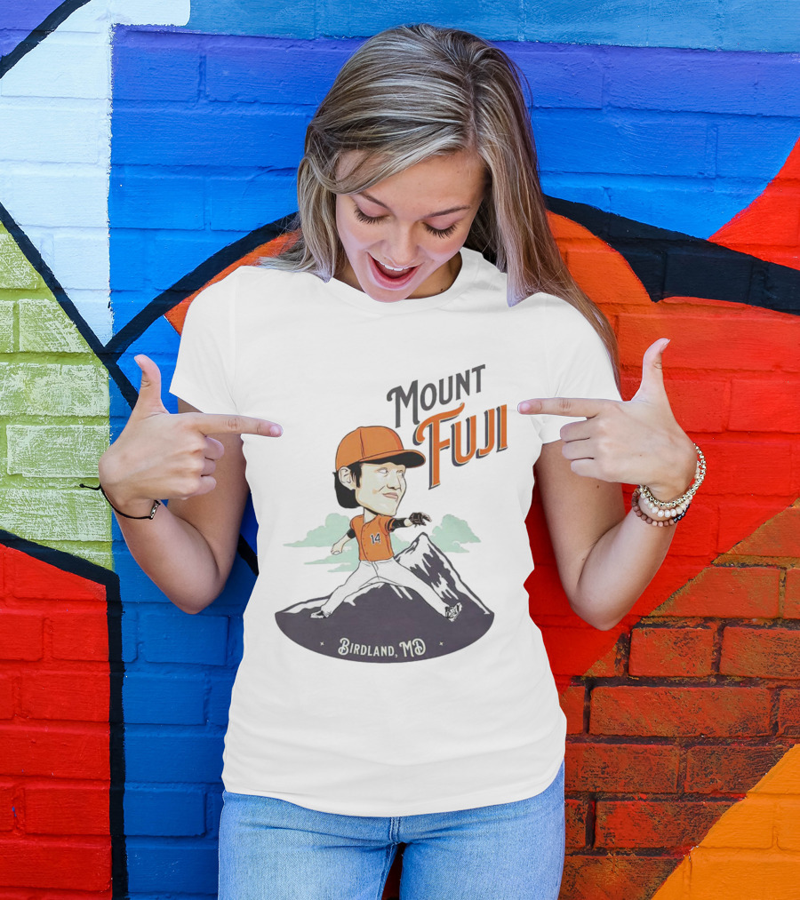 Mount Fuji Birdland MD Baseball Cartoon Character T-Shirt