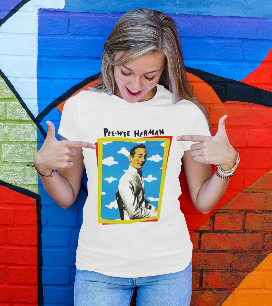 Pee-Wee Herman Paul Reubens Retro Pop Art Style Bright Blue Background T-Shirt