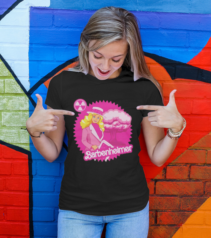 Barbenheimer Pink Explosion Icon With Radioactive T-Shirt
