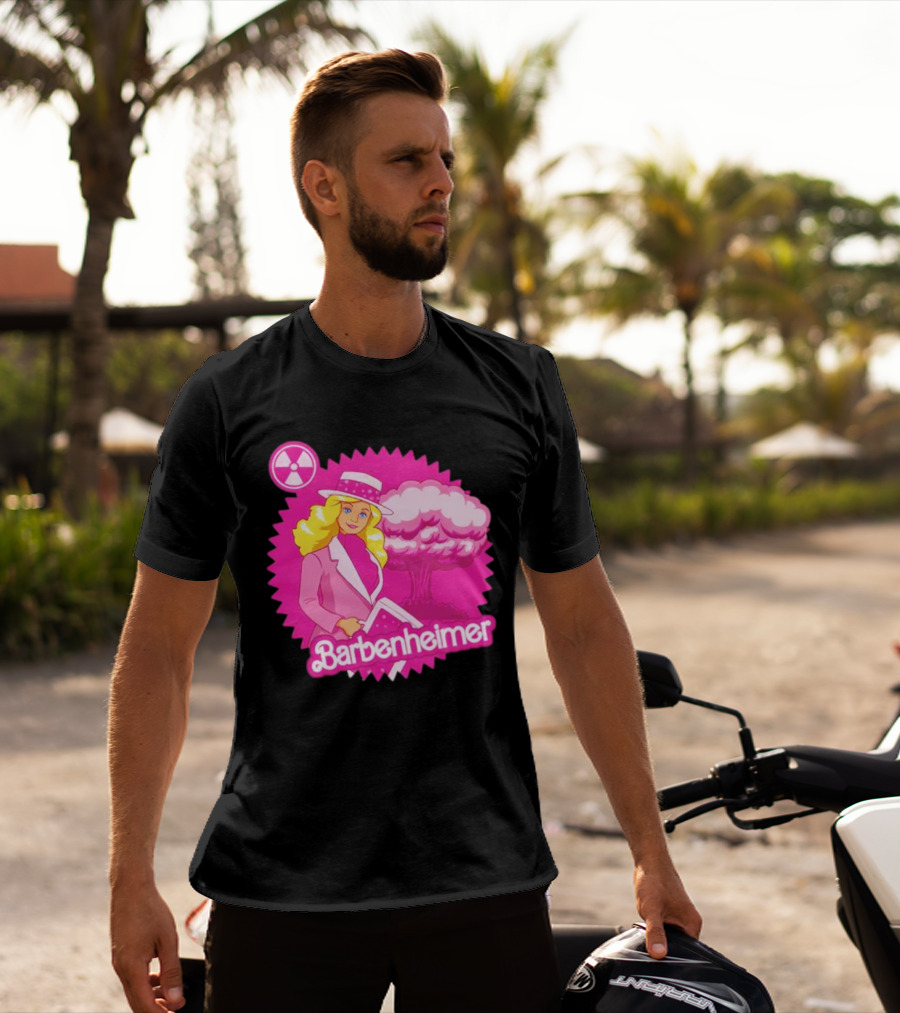 Barbenheimer Pink Explosion Icon With Radioactive T-Shirt