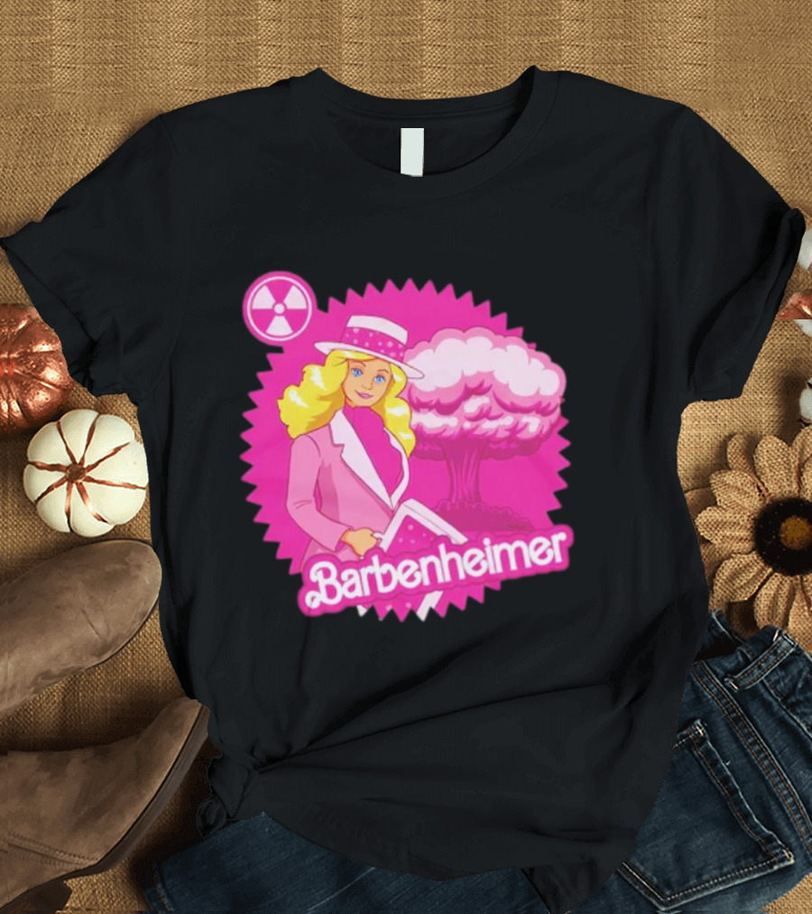 Barbenheimer Pink Explosion Icon With Radioactive T-Shirt